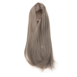 Doll Long Straight Wig with Bangs Realistic 1/4 Straight Bang Doll Wigs Synthetic Hair for 18.5‑21cm Head Circumference Linen Gray