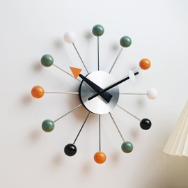 MOLEIHAO Mid Century Modern Wall Clock Silent Non Ticking 13 Inch Pop Color Decorative Ball Clocks for Living Room Kitchen Office