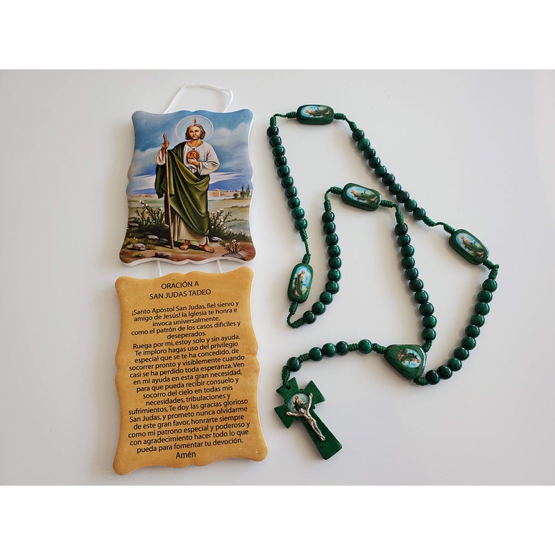 Oracion a San Judas Tadeo con placa y Rosario de