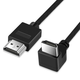 SHULIANCABLE Ultra Thin 8K HDMI 2.1 Right Angle 90 Degree Downward Cable, L-Shaped Flexible Slim High Speed Cord 4K@120Hz 8K@60Hz Type-A Male to Male Computer HDTV (Down Angled, 1M)