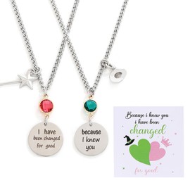 SAMIQU Friendship Matching Necklace – Elphaba and Galinda Inspired Witch Hat Pendant,Valentine's Day Gift for BFF Couples and Movie Fans, Medium, Metal, Abalone