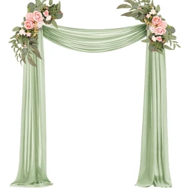 Tela de gasa de 29 x 20 pies, color verde salvia, cortina transparente para boda, ceremonia, cenador, compromiso, fiesta, despedida de soltera, tela de fondo verde salvia, 2 paneles