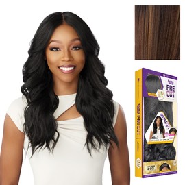Sensationnel Butta Lace Precut Wigs - Unit 14 Glueless Extra Wide 5 Inch Deep Parting Synthetic Pre Tweezed Smaller Knot Hairline (BALAYAGEHAZELNUT)