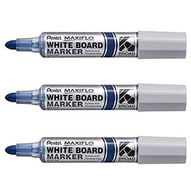 Pentel Maxiflo Broad Point Liquid Ink Dry Wipe Marker Blue Ink MWL5W-CX (Set of 3) Supplied Loose