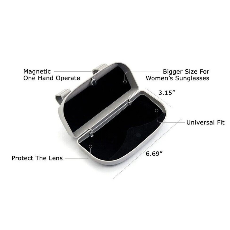 Grey Universal Fit Car Sun Visor Snap-On Clip Mount Eye