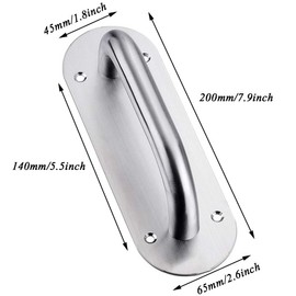 Door Handle with Screws, Stainless Steel Silver Door Handle, Sliding Door Handle, Durable Oval Gate Handle Made of Stainless Steel with Screws for Front Door, Wooden Door, Cabinet Doors, Garden Sheds,