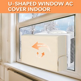 Indoor Air Conditioner Cover for Midea U-Shaped Window Air Conditioner 8000/10000/120000 BTU, 3 Layers Insulation with Aluminum Foil AC Cover for Midea , Window Air Conditioner Cover Inside, Black