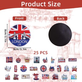London Fridge Magnets, 25 Pcs Colorful PVC London Magnets for Fridge, UK Souvenirs Gifts for Fridge Locker Office Decor Travel Keepsakes