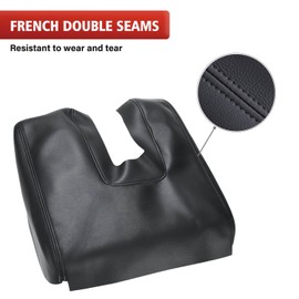 Car Center Console Cover Replacement for Toyota Tundra 2014 2015 2016 2017 2018 2019 2020 2021, Vinyl Leather Armrest Uhpholstery, Anti-Scratch, Black (Leather Part Only)