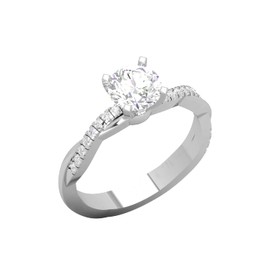 DIRI JEWELS 1CT Round Moissanite Engagement Ring, Simulated Diamond Solitaire Ring, 14K Gold Plated Hypoallergenic Sterling Silver