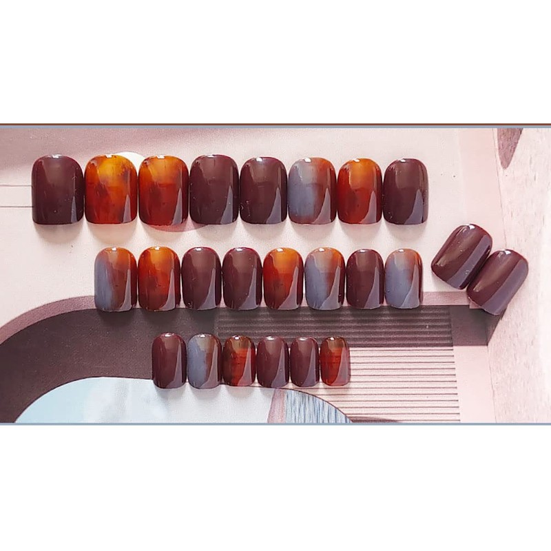 24 Cold Brew Coffee Gradient Fake Nails - Perfect for