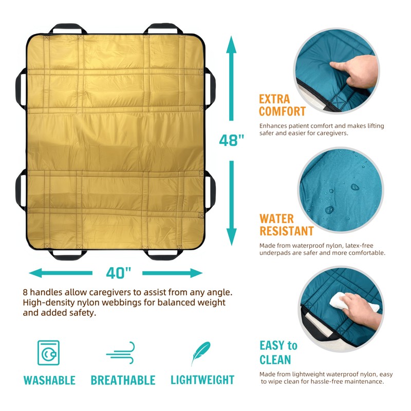 NurtureCare Upgrade 3-Layer Positioning Pad with Handles 48"x40" Elderly Assistance