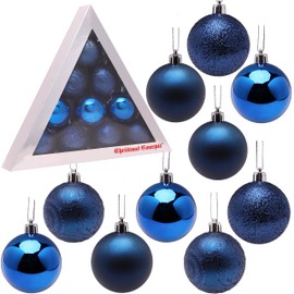 Christmas Concepts® Pack of 10-60mm (2.4") Christmas Tree Baubles - Shiny, Matte & Glitter Decorated Baubles (Midnight Blue)