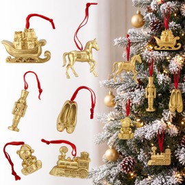 Novabright 6 adornos de Navidad dorados clásico para árbol, decoración de