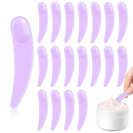ZEJIA Purple 100 PCS Mini Makeup Mask Spatula, White Plastic Cosmetic Spoon for Mixing and Sampling