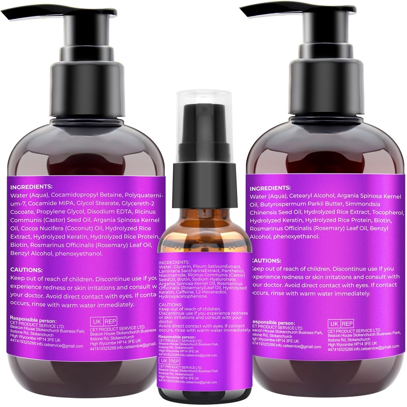 Hair Growth Shampoo and Conditioner Set With Rosemary, Biotin, Argan,