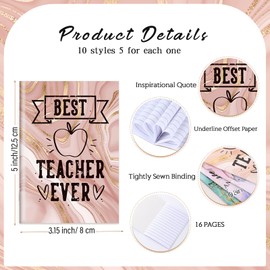 Cholemy 50 Pcs Inspiration Notepad Teacher Appreciation Gift Notebooks Thank You Journals Teacher Motivational Notebook Bulk Be Proud of You Gifts for Teacher Staff Employee, 10 Styles, 32 Pages