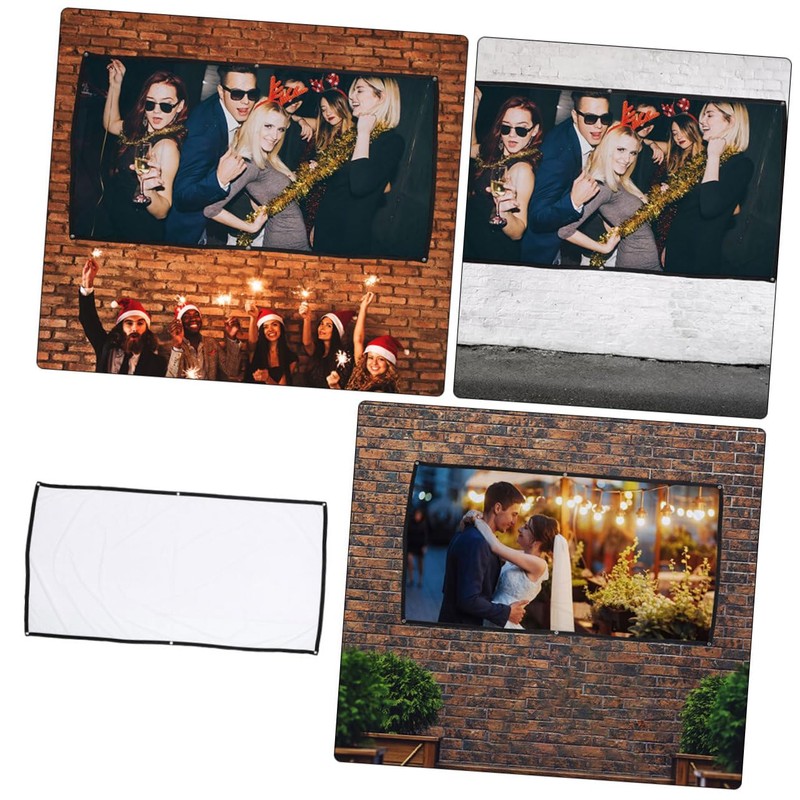 TEHAUX Portable Polyester Projector Screen Movie Projection Curtain for Outdoor