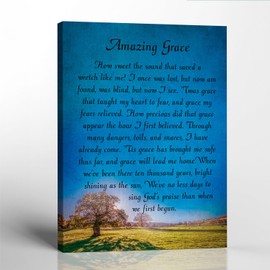 Amazing Grace Wall Decor, Amazing Grace Canvas Print, Religious Wall Decor, Hymn Wall Art, Ready To Hang for Living Room Home Wall Decor, C2111-11x14