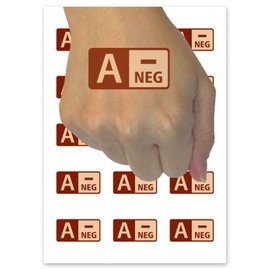 Blood Type A Negative Medical Emergency Temporary Tattoo Water Resistant Fake Body Art Set Collection - 54 1" Tattoos (1 Sheet)