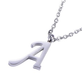 Morella Ladies' Necklace with Letter Pendant, Stainless Steel Silver in Gift Bag, Stainless Steel