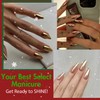 6 Pack Chrome Press On Nails Almond, KQueenest Acrylic Press