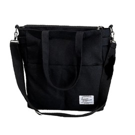 Brightrust Tote Bag, Large Capacity, Shoulder, Canvas, Diagonal, Hanging, Bag, Students, School, Commuting to Work, Black