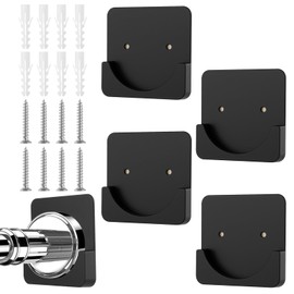 TIESOME 4Pack Adhesive Shower Curtain Rod Holders, No Drilling Tension Curtain Rod Bracket for Tile Wall Shower Rod Retainer (Rod Not Included)(Black)