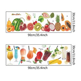 aupawdy Pack of 2 Wall Stickers Kitchen Wall Stickers for Fruit Cups Cartoon Fruit Wall Stickers Kitchen Watermelon Pineapple Papaya Kitchen Dining Room Fridge Cabinet Wall Decoration