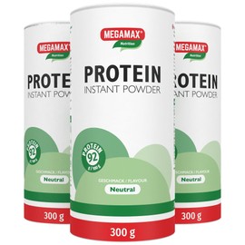 Megamax Nutrition - 3x300g - Instant Protein Powder isolate Laktosearm Hitzebeständiges Eiweißpulver mit 92% Whey Protein Ideal für Eiweißshakes u. Backen für Fitness - auch für Low-Carb Diäten