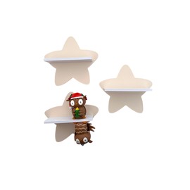 PsGreen Mini Star Set of 3 Compatible with Tonie Figures, Tonier Shelf Toniebox Tonie Expansion - Extension Shelf - Children's Room (Beige)