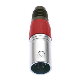 Keple 4 Pole XLR Plug, Red - Male Audio Mic Microphone DMX Plug Jack Plug, Nicked-Plated Adapter, Metal Construction Connector With Plastic Housing