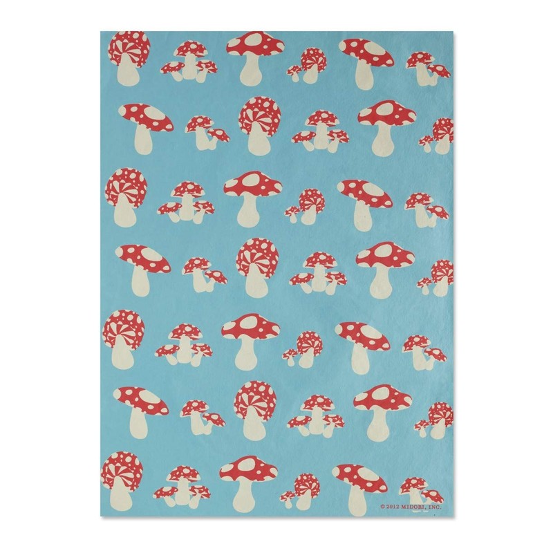 Gift Wrap - Mushrooms - Blue