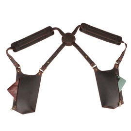 TOURBON Holster Bag Leather Secret Bag Anti-Theft Underarm Wallet Double Shoulder Pouch Adjustable Multifunctional for Climbing Fishing Business Travel