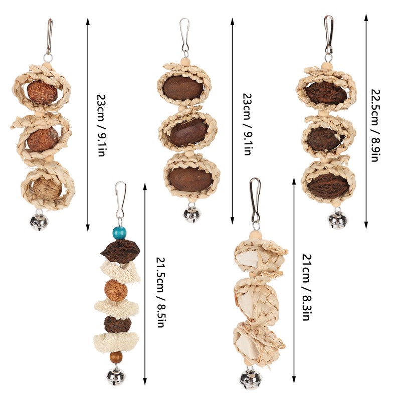 5PCS Parrot Cuttlebone Chew Toy Bite Resistant Corn Leaf Nuts