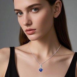 HPQQ Sapphire Necklace for Women September Birthstone Necklace Sterling Silver Heart Infinity Necklaces Pendant Blue Sapphire Jewelry Birthday Anniversary Christmas Gifts for Her Wife Girlfriend