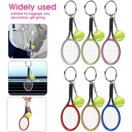 Yosoo Health Gear Llavero de Raqueta de Tenis Mini 6 Piezas de Plástico, Regalo para Niños, Divertido, Ligero