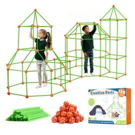 Tiny Land Fort Building Kit Creative Fort Indoor Outdoor for 5-12 Years Old Boys and Girls STEM Building Toys with Storage Bag DIY Castles Tunnels with 86 Rods and 44 Balls