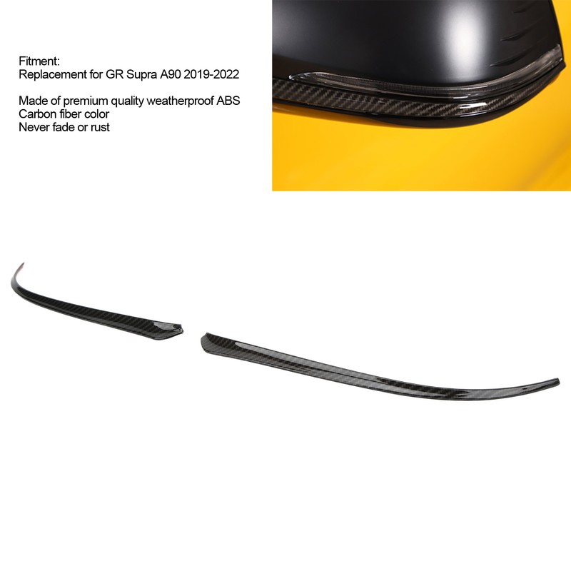 2pcs Side Rearview Mirror Trim ABS Carbon Fiber Color Wing