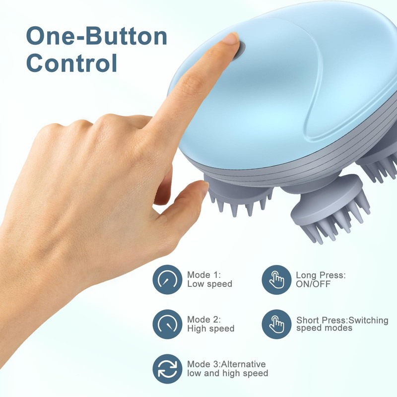 Ankilo Electric Head Massager, Wireless Hand Massager with 4 Kneading