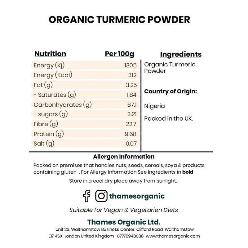 Organic Turmeric Powder - 100% Pure & Natural, No Additives,