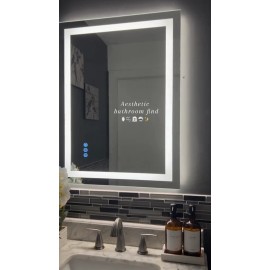 USHOWER 24x36'' LED Bathroom Mirror, Lighted Vanity Mirror, Touch Glass Mirror Dimmable