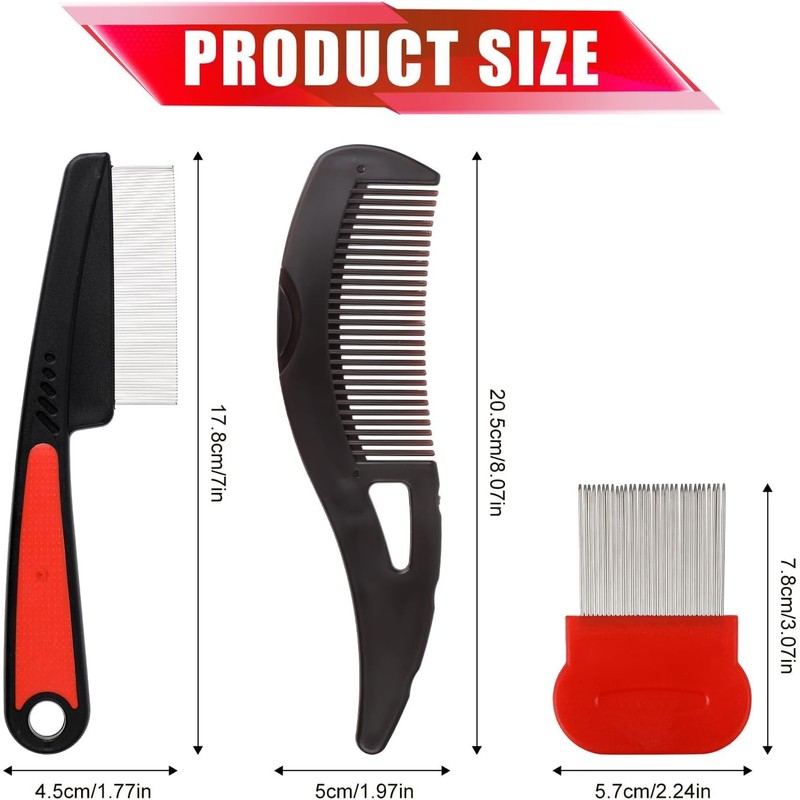 Stainless Steel Fine Tooth Dandruff Remover Comb,3Pcs Hollow Tooth Dandruff