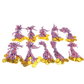 100 Pcs Kids Medal Plastic Gold Award Medals for Sports Events Festivals Competitions