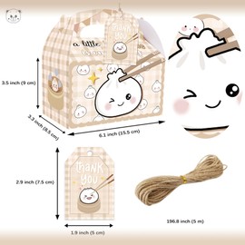KARAQY A Little Dumpling Gift Boxes with Thank You Tags, 12PCS Baby Shower Treat Boxes for Birthday Dumpling Themed Party Favors