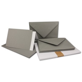 25 x Folding Cards Set DIN A6/C6 with Envelopes in Graphite/Dark Grey - Includes Insert - 14.8 x 10.5 cm - Premium Quality - FarbenFroh