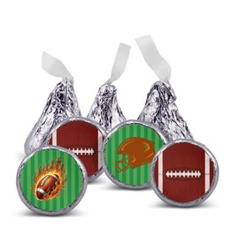 216 Football birthday party or baby shower stickers for chocolate kisses, .75" round, labels