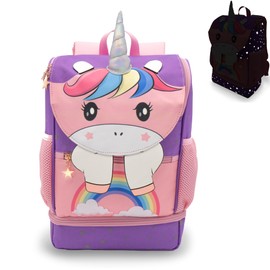 MIXIRL® Unicorn Backpack Nursery Backpack & Children's Backpack Girls with Cooling Compartment - 360° Reflectors - Chest Strap from 2 Years Ideal for Nursery, pink, S