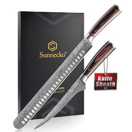 Sunnecko Professional BBQ Carving Knife Set, Slicing and Boning Knife for Meat Cutting,German High Carbon Stainless Steel Carving Knife for Meat and Turkey.