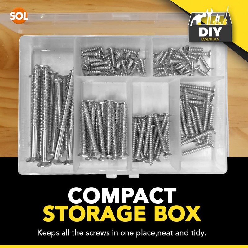 110pk Wood Screws Assortment | Countersunk Screw Set with Storage